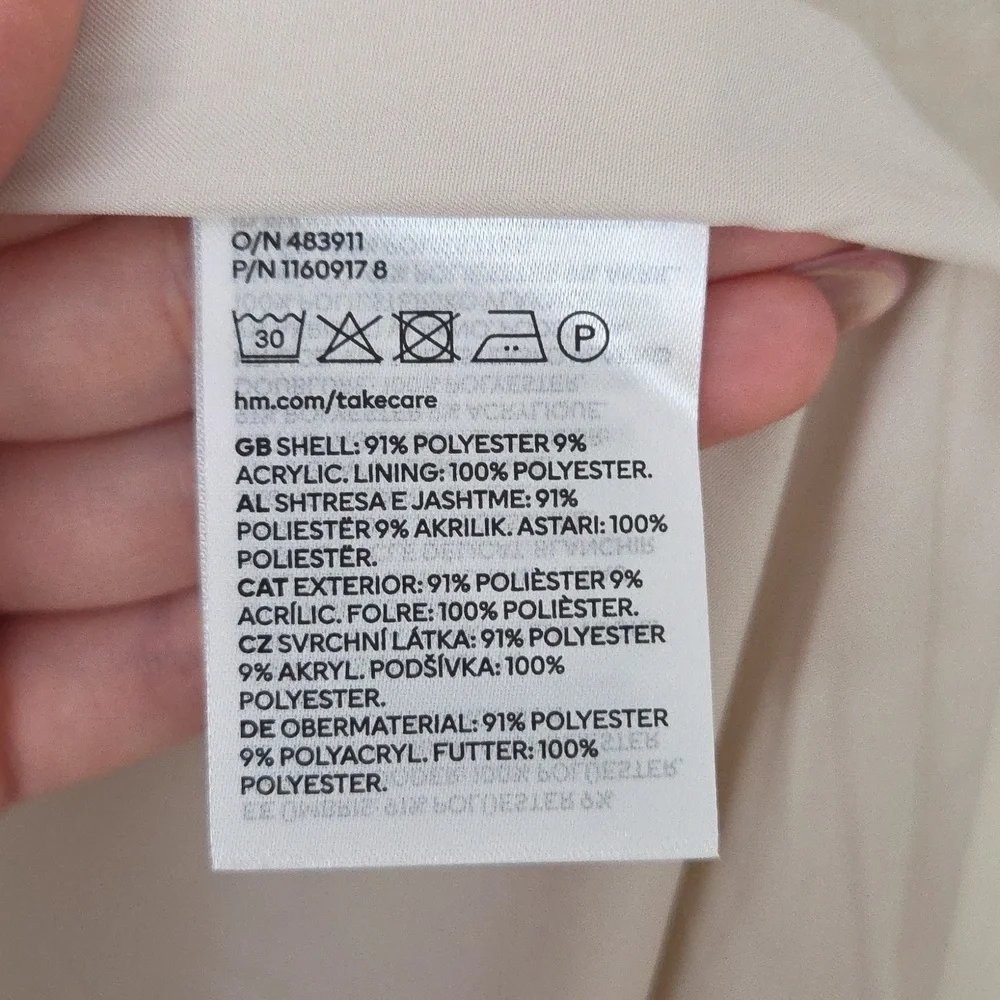 H&M Long Belted Coat, Cream, Size M - Picture 8 of 15